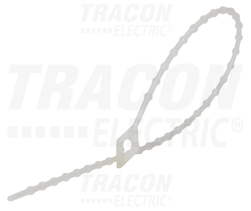 Odvezljiva vezica s kroglicami, bela 100×1,2mm, D=3-25mm, PA6.6