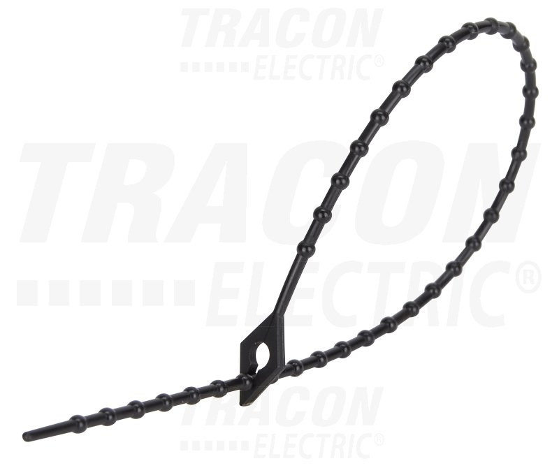 Odvezljiva vezica s kroglicami, črna 150×1,7mm, D=4-38mm, PA6.6