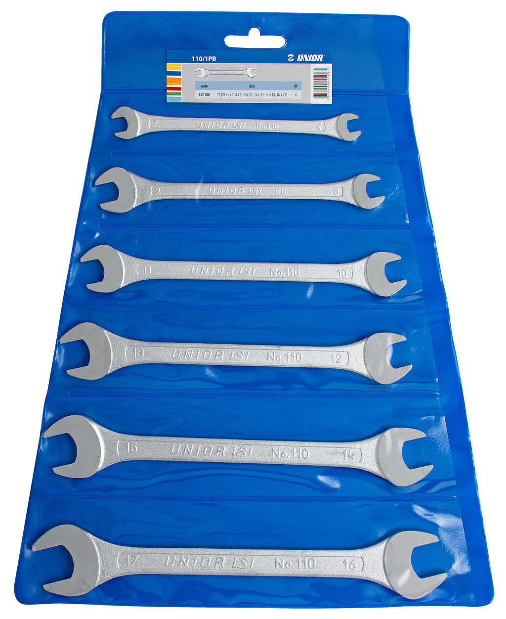 Ključi viličasti v pvc etuiju UNIOR 110/1PB, 6-17mm/6kos