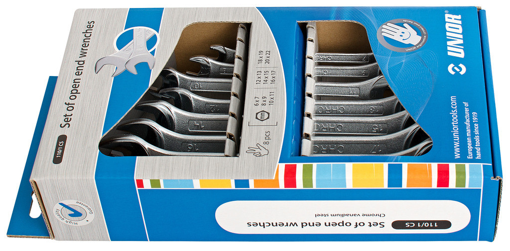 Ključi viličasti v kartonu UNIOR 110/1CS, 6-22mm/8kos