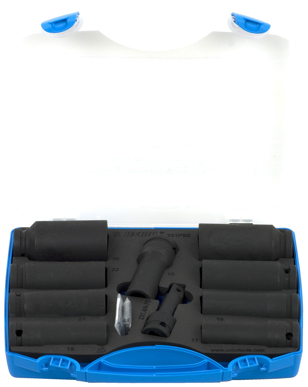 Ključi nasadni 1/2" impact v pvc kaseti UNIOR 231/4PB2, 15-30mm/10kos