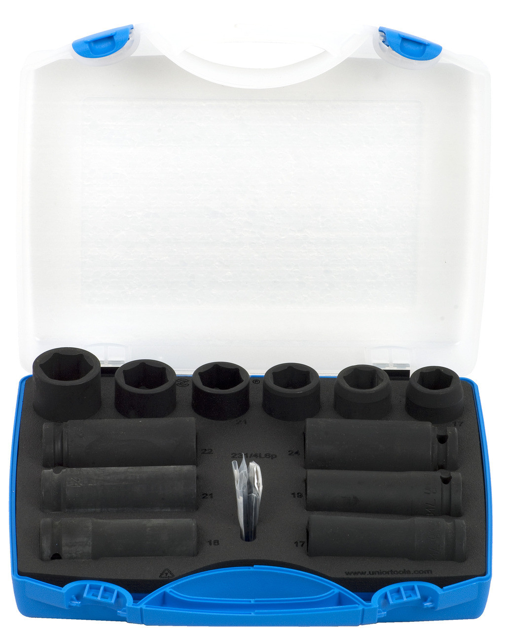 Ključi nasadni 1/2" impact v pvc kaseti UNIOR 231/4PB3, 17-24mm/12kos