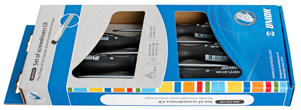 Izvijači ploščati cr v kartonu UNIOR 606CS5CR, 5x PL/5kos