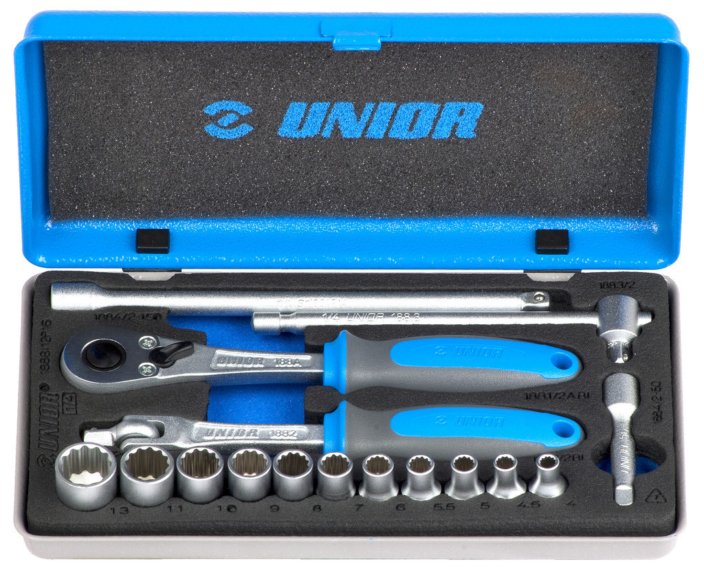 Ključi nasadni 1/4" v kovinski kaseti UNIOR 188BI12P16, 4-13mm/16kos