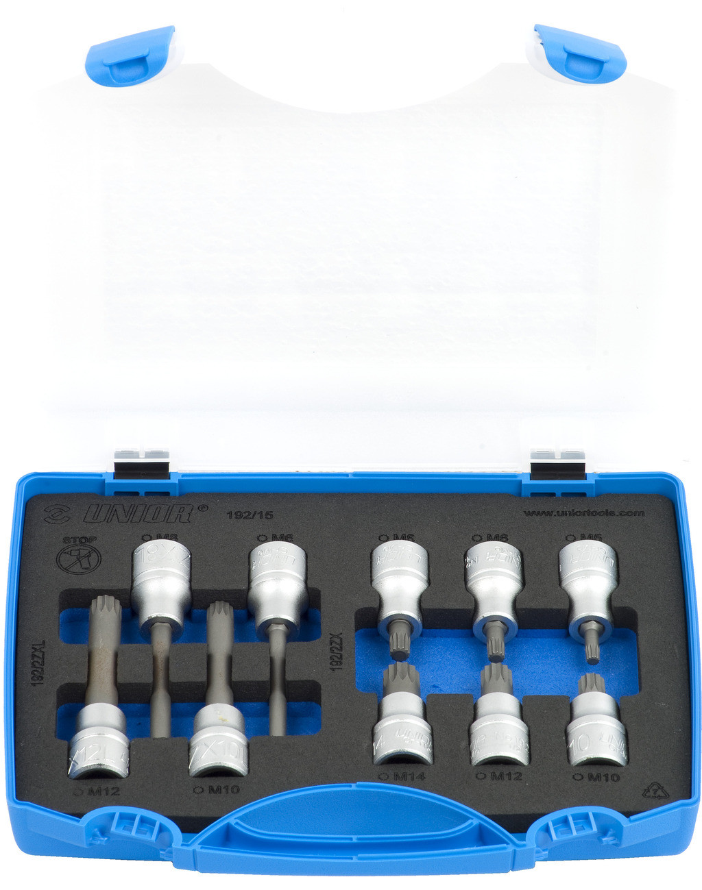Nastavki vijačni 1/2" zx v plast. Kaseti UNIOR 192/15, 6xZX, 4xZXL/10kos