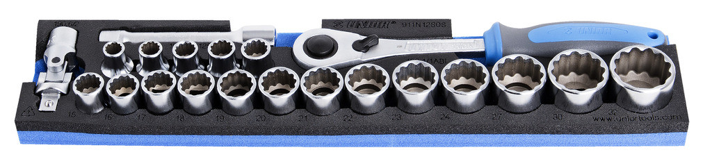 Ključi nasadni 1/2" v sos vložku UNIOR 911N12P21, 10-32mm/21kos