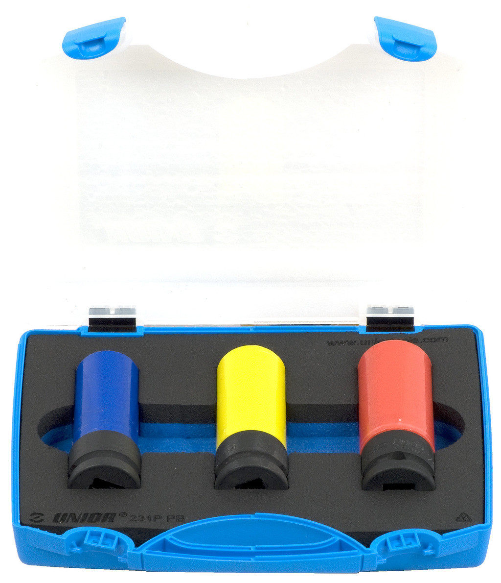 Ključi nasadni 1/2" impact UNIOR 231/4PPB gar. pvc kaseta, za alu platišča , 17-21mm / 3kos