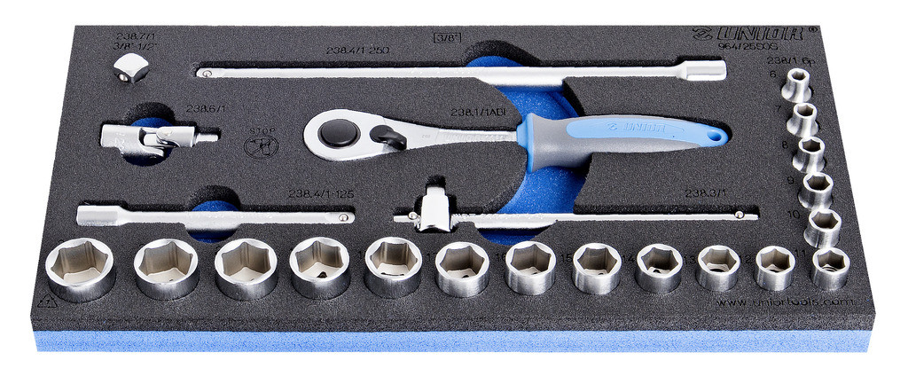 Ključi nasadni 3/8" v sos vložku UNIOR 964/25SOS, 6-22mm/24kos