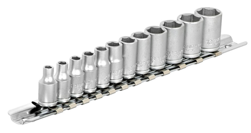 Ključi nasadni 1/4" na obešalu UNIOR 188H6P12, 4-13mm/12kos