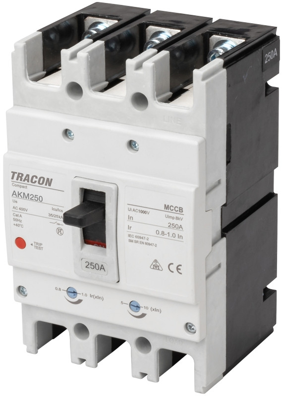 Kompaktni odklopnik 3P,180A,Ir=(0,8-1,0)In,400/415V, 50/60Hz, Icu=36kA, Ics=25kA