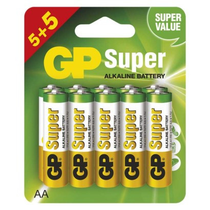Baterija GP SUPER alkalna LR6 (AA)5+5 kos, display box