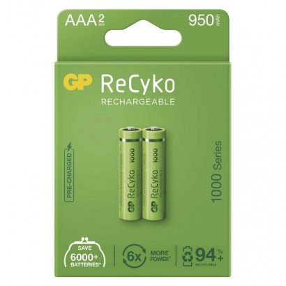 Polnilna baterija GP ReCyko 1000 mAh HR03 (AAA) 2kos