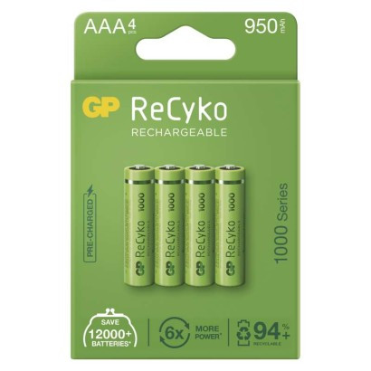 Polnilna baterija GP ReCyko 1000 mAh HR03 (AAA) 4kos