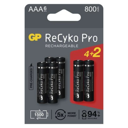 Polnilna baterija GP ReCyko Pro Professional HR03 (AAA) 6kos