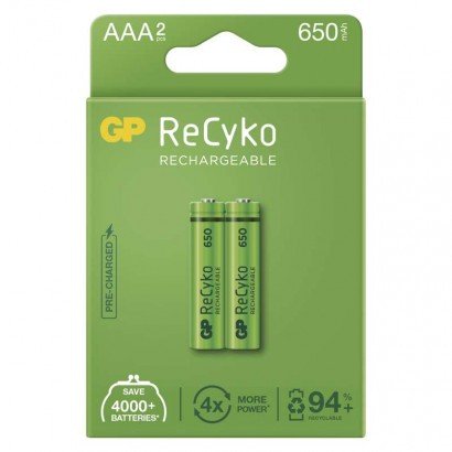 Polnilna baterija GP ReCyko 650 mAh HR03 (AAA) 2kos