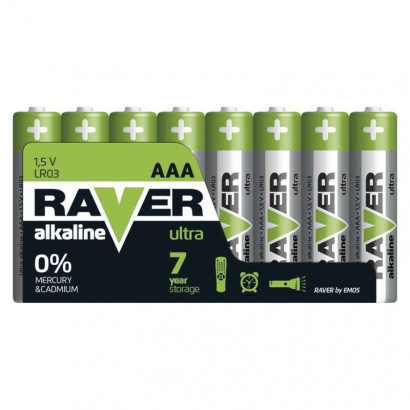 Baterija RAVER Alkaline LR03 AAA 8 folija