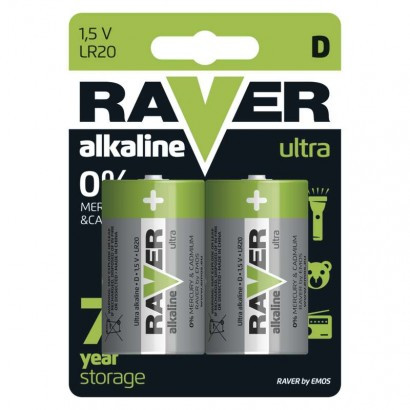 Baterija RAVER Alkaline LR20 D 2 blister