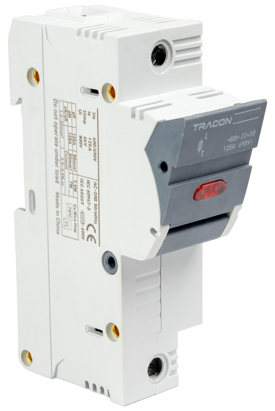 Varovalčno ločilno stikalo za cilindrične varovalke 100A, 22x58mm, Un=400V/690V, 1P, LED