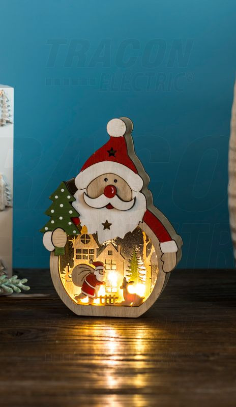 Božična LED dekoracija-božiček, na baterije Timer 6+18h,3LED, 3000K, 2xAAA