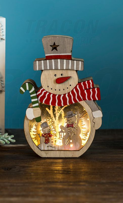Božična LED dekoracija-snežni mož, na baterije Timer 6+18h,3LED, 3000K, 2xAAA