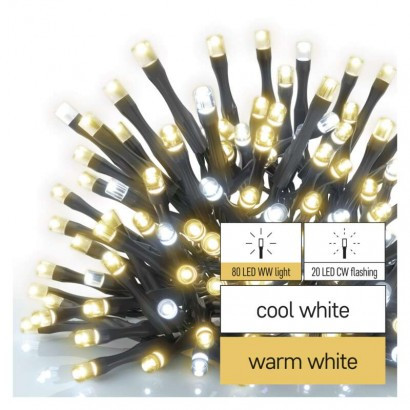 Standard LED povezovalna utripajoča božična veriga, 10 m, zun. in notr., topla/hladna bela