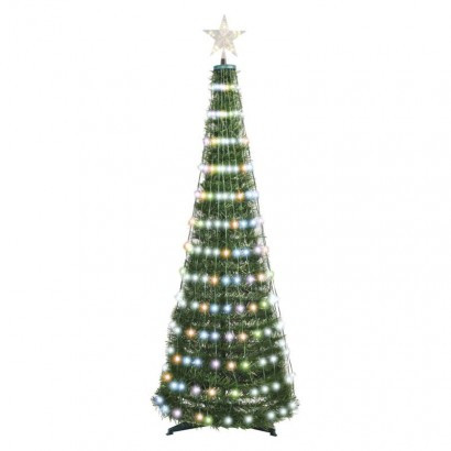 LED božična jelka s svetlobno verigo in zvezdo, 1,5 m, notranja, upravlj., časovnik, RGB