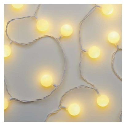 LED svetlobna cherry veriga – kroglice 2,5 cm, 4 m, zun. in notr., topla bela, časovnik