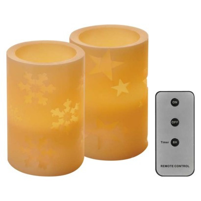 LED dekoracija – 2× voščena sveča, 12,5 cm, 2× AA, upravljalnik, časovnik