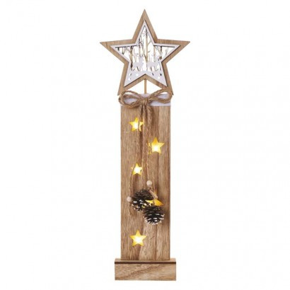 LED lesena dekoracija – zvezde, 48 cm, 2x AA, notranja, topla bela, časovnik