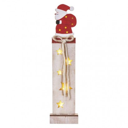 LED lesena dekoracija – Santa, 46 cm, 2x AA, notranja, topla bela, časovnik