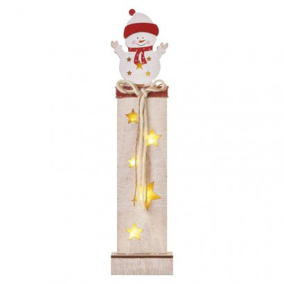 LED lesena dekoracija – snežak, 46 cm, 2x AA, notranja, topla bela, časovnik