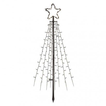LED božična jelka kovinska, 180 cm, zunanja in notranja, hladna bela, časovnik