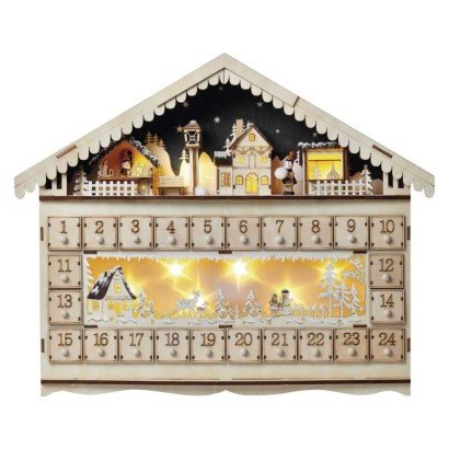 LED lesen adventni koledar, 40x50 cm, 2x AA, notranji, topla bela, časovnik