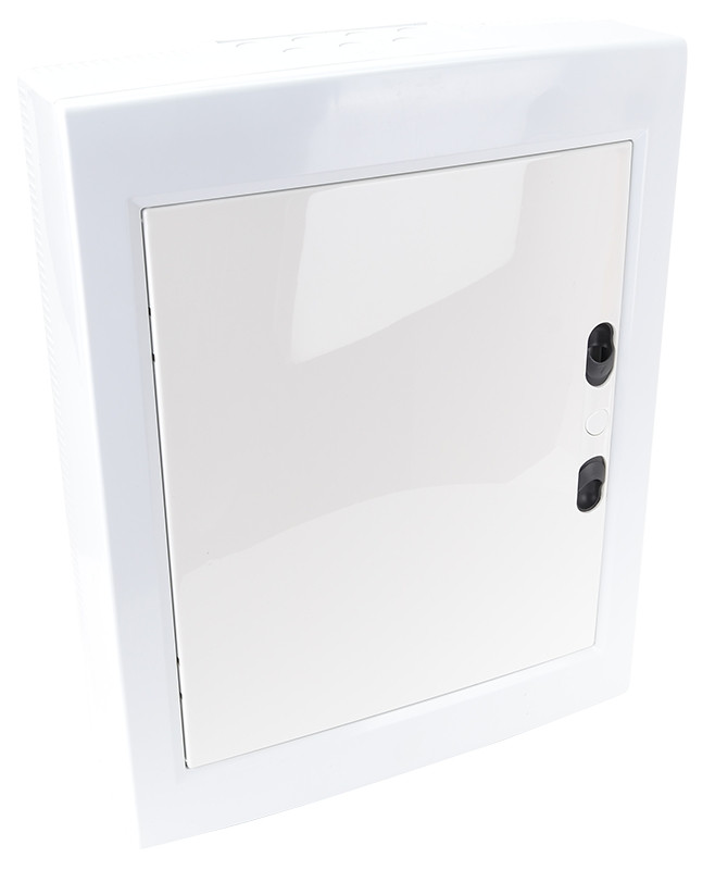 Razdelilna omara, nadometna, bela ravna vrata,+šina N/PE 2×12 (24) modul, IP40, (L×W×H=305×345×75mm)