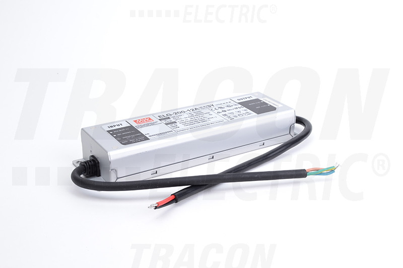 ELG LED gonilnik/napajalnik s kovinskim ohišjem 100-305 VAC / 12 VDC; 200 W; 0-16 A; PFC; IP65