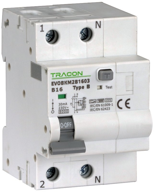 Kombinirano zaščitno stikalo, 2P-3modul, B karakt B16A, 30 mA, 6kA, B