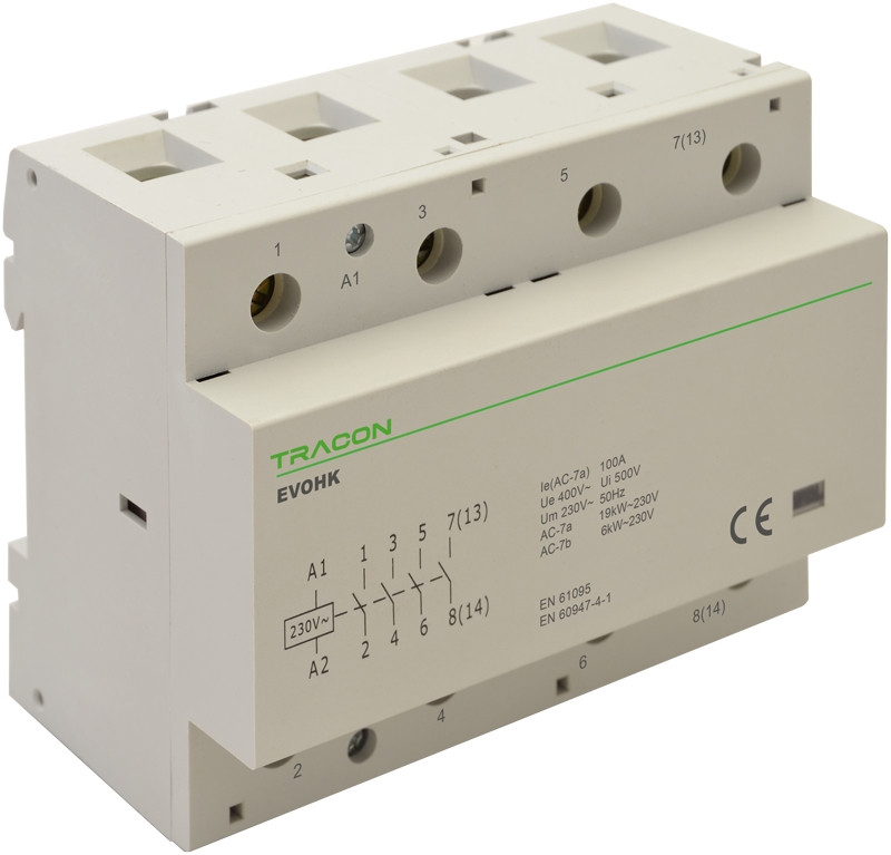 Inštalacijski kontaktor 230V, 50Hz, 4 Mod, 4×NO, AC1/AC7a, 100A