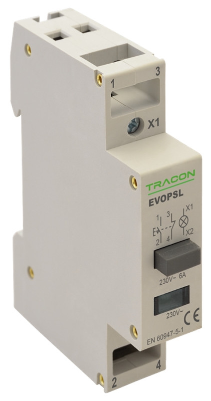 Modularno stikalo 230V, 50Hz, 1NO+1NC, LED, Ith:16A, AC-14, Ie:6A