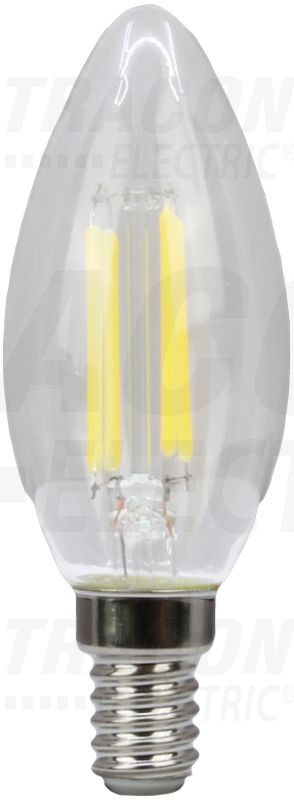 COG LED žarnica, sveča, prozorno steklo 230 VAC, E14, 4W, 470 lm, C35, 4000K, EEI=E