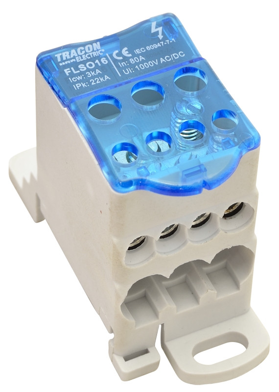 Odcepna vrstna sponka za glavne vodnike, odprta 3×16 mm2 / 4×10mm2,, 400V AC, 80A