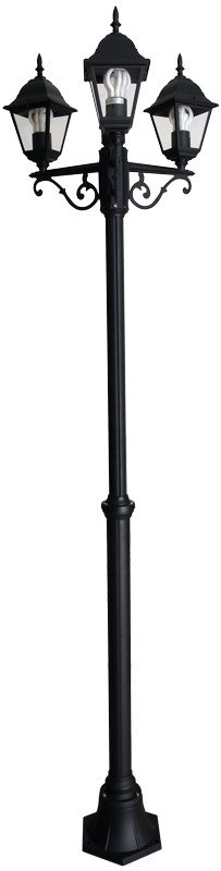 Zunanja vrtna stoječa visoka svetilka, 3 kraka 230VAC, 50Hz, E27,max.3×60W, IP54