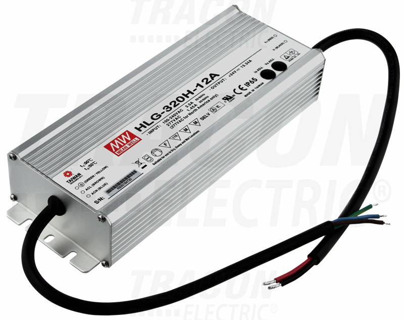 HLG LED gonilnik/napajalnik s kovinskim ohišjem 90-305 VAC / 12 VDC; 320 W; 0-22 A; PFC; IP65