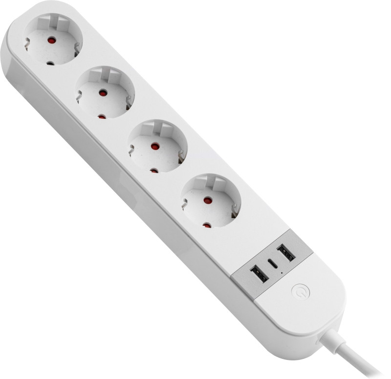 Pametna večmestna razdelilna letev 4xSCHUKO, 2USBA, 1USBC, 240V, 16A, 3x1,5mm2, 1,5m
