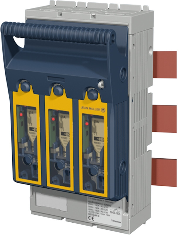 Varovalčno preklopno ločilno stikalo, horiz., za 60mm zbir., AC 690V, DC 440V, 160A, 3P, 00