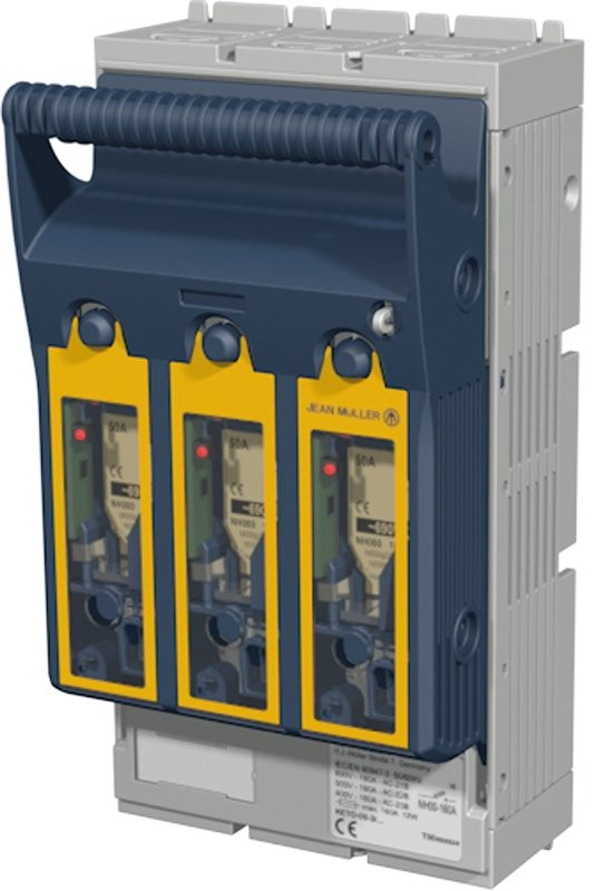 Varovalčno preklopno ločilno stikalo, horiz., za mont. pl., AC 690V, DC 440V, 400A, 3P, 2