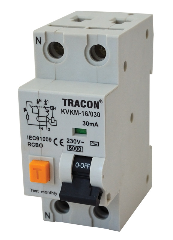 Kombinirano zaščitno stikalo, 2P, 2 modula, B karakteris. 6A, 100 mA, 6kA, AC