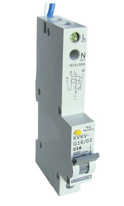 Zaščitno KZS stikalo, 2P, 1 modul, C-16 A, 100mA, 3kA, A / AC