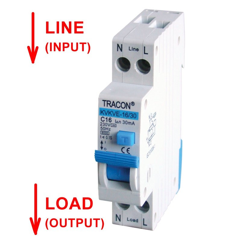 Zaščitno KZS stikalo, 2P, 1 modul, C-20 A, 100mA, 6kA, AC