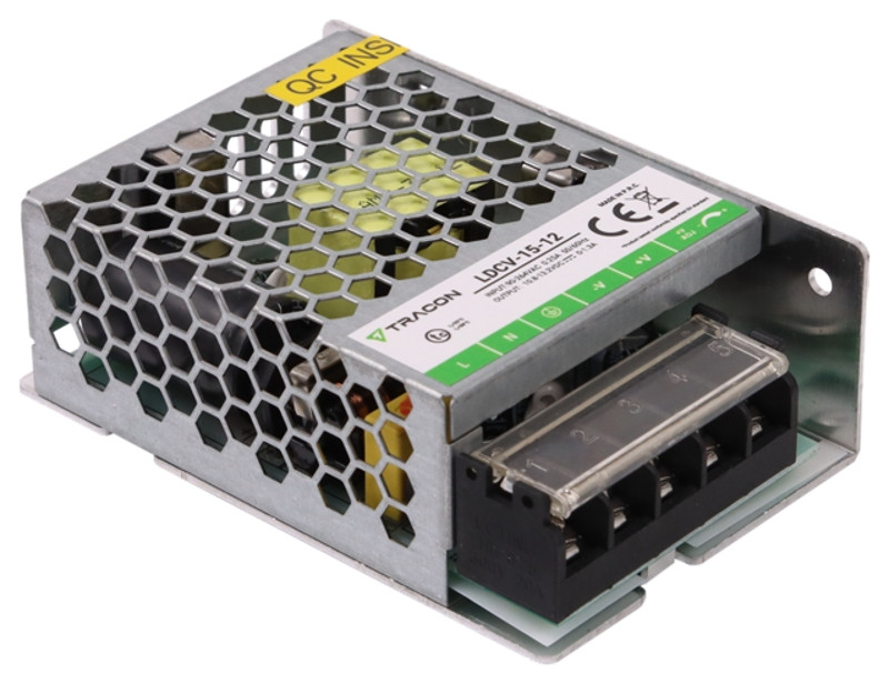 LED gonilnik/napajalnik-kovinsko ohišje 90-264VAC/12VDC, 15W, 0-1,3A, IP20