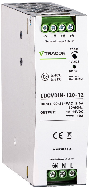 LED gonilnik/napajalnik, nastavljiv DC izhod, montaža na DIN 90-264VAC, 2,6A/DC12V, 10A/120W